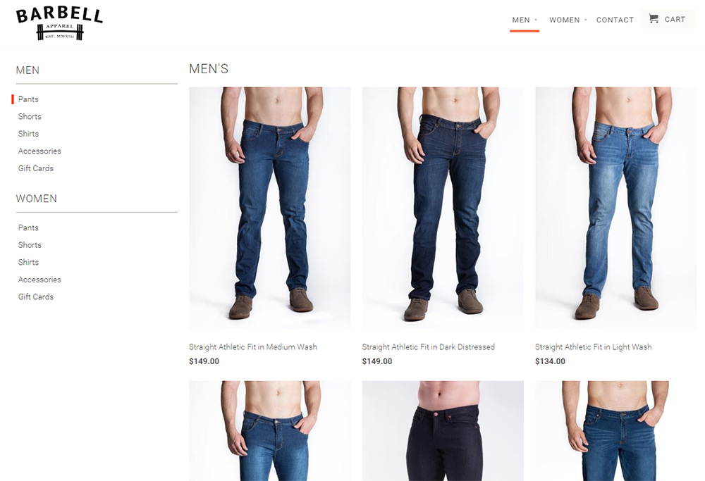 barbell apparel homepage
